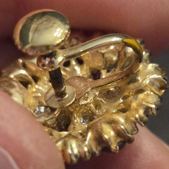 Lot of 3 Vintage Costume Jewelry Clip On Earrings Multi Color Rhinestones Coro - Picture 8 of 8